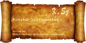 Kotrba Szilveszter névjegykártya